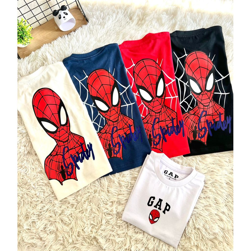 Camiseta Infantil Manga Curta 100% Algodão Leve  2 ao 14 Meninos Estampada Spider Man Homem Aranha