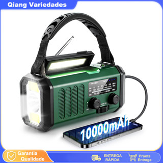Multifuncional Rádio De Emergência Solar, Rádio De Manivela, Rádio AM/FM Tempo, 10000mAh, Carregamento Tipo C em Oferta na Shopee