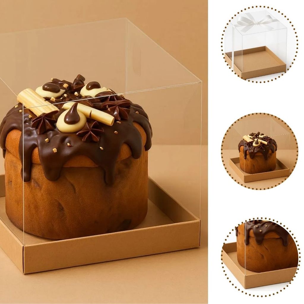 10 Caixa 20X20X20 Kraft Panetone Bolo 1Kg Tampa Acetato ID5452 em Oferta na Shopee