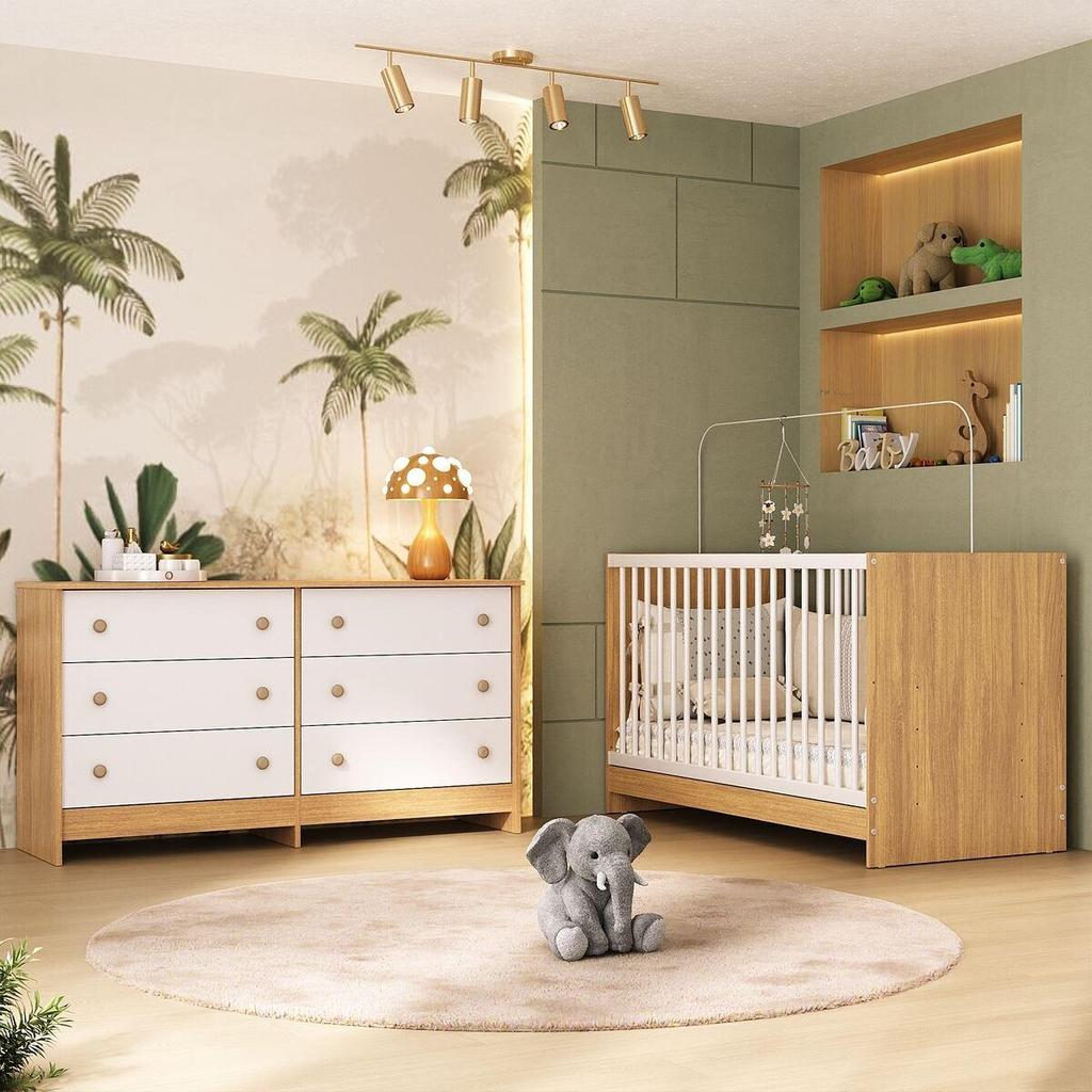 Berço 3 em 1 para Colchão 130 x 60cm com Cômoda Framboesa Multimóveis MP4679 em Oferta na Shopee