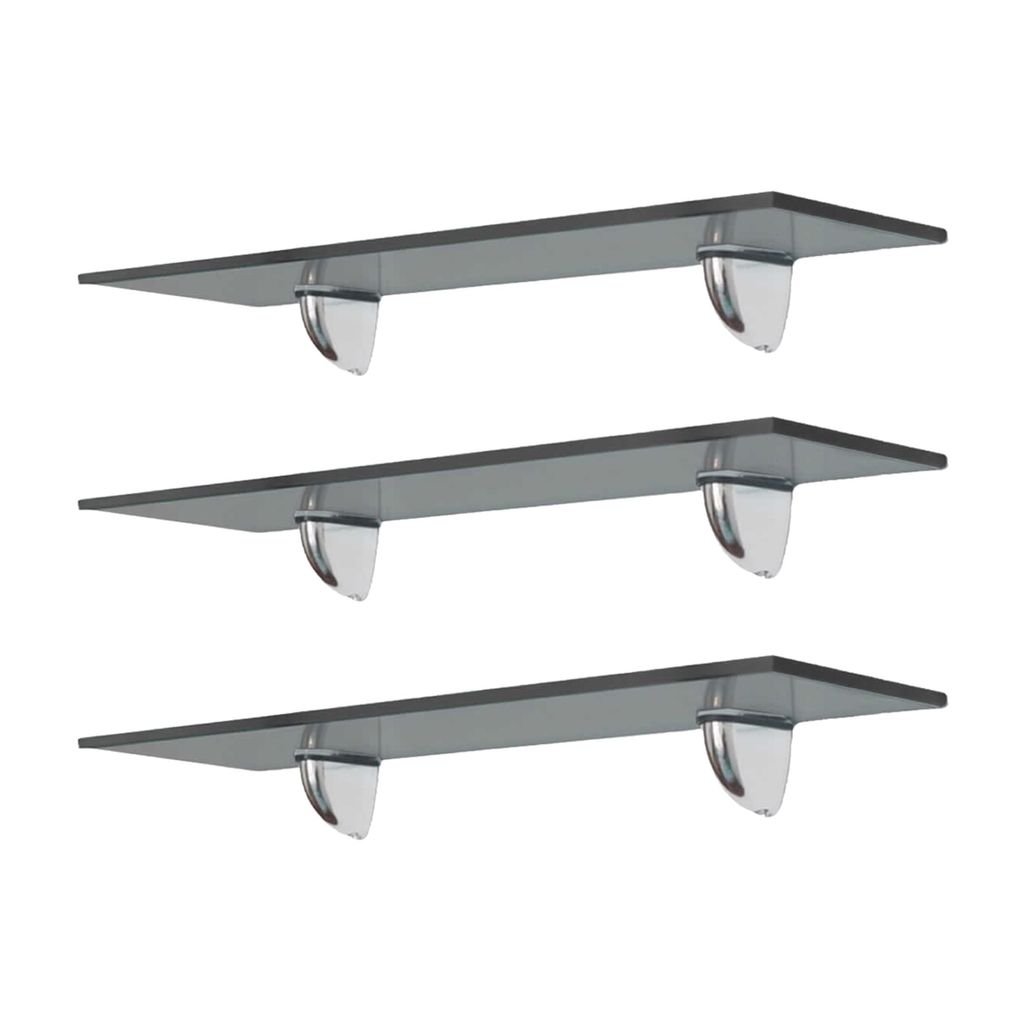 3 PRATELEIRAS VIDRO 50CM X 15CM X10M INCOLOR SUPORTES TUCANO