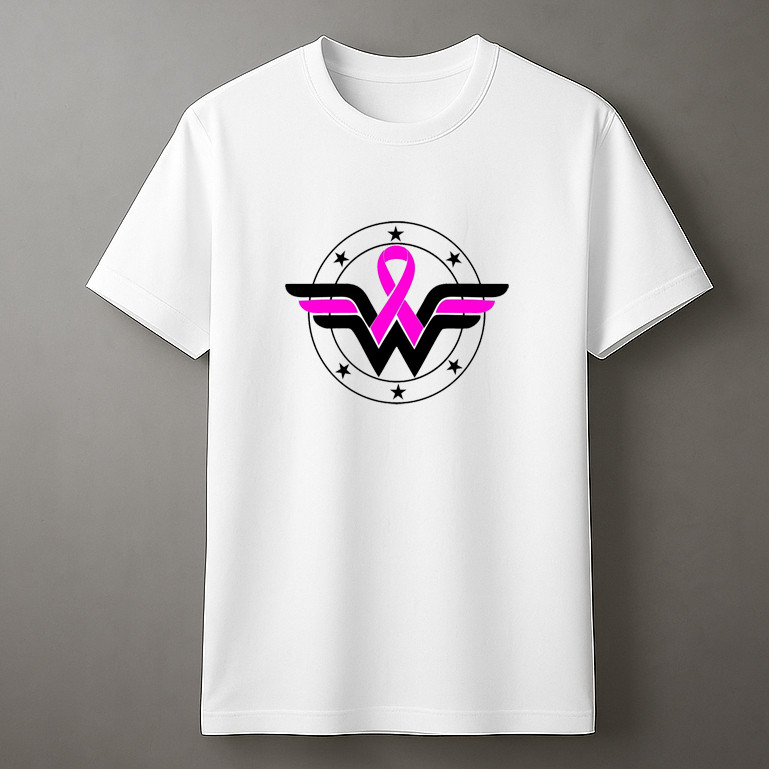 [Camiseta Premium em Algodão Puro]SISI Camiseta Básica Unissex Outubro Rosa Blusa Manga Curta Mulher Maravilha