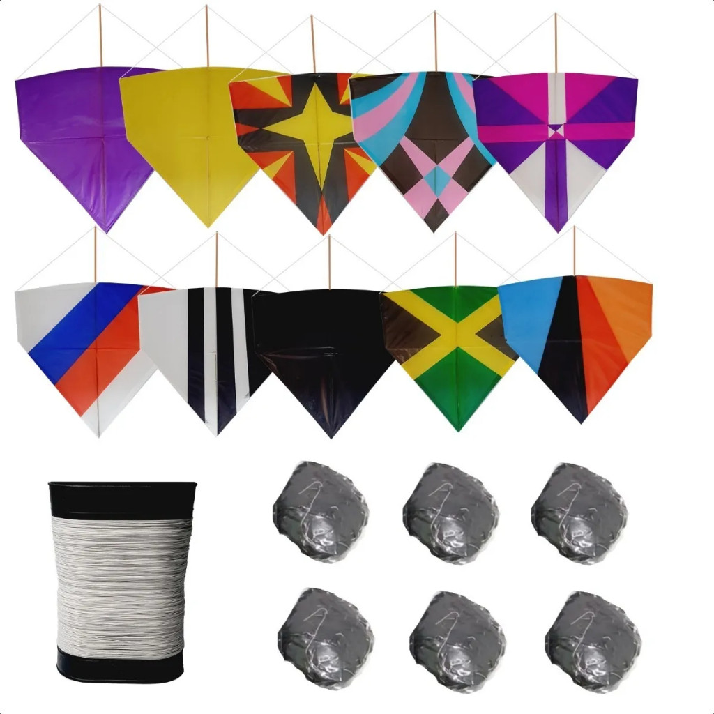 Kit 10 Pipa Gt 50cm C/ Rabiola E Linha