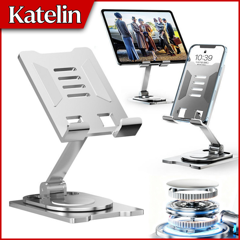 Suporte De Mesa Em Liga De Alumínio Com Base Giratória De 360° Para Smartphones E Tablets De Até 12 Polegadas
