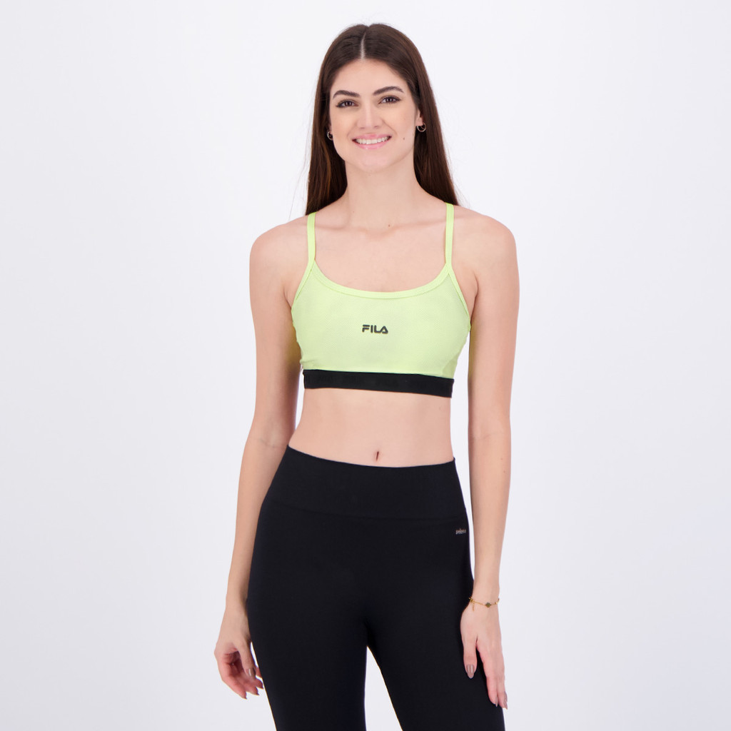 Top Fila Train Elastic V Feminino Amarelo Neon em Oferta na Shopee