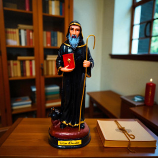 Imagem São Bento 15cm em Resina Santo Católico Proteção, Fé e Devoção Miniatura para Altar e Oração em Oferta na Shopee