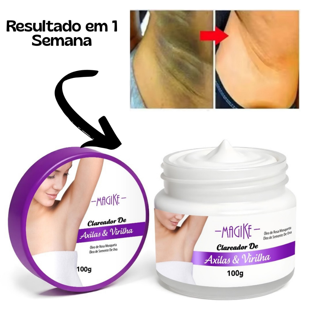 Clareadora Axilas e Virilha 100g Magike |  Resultados em 1 Semana | Rosa Mosqueta em Oferta na Shopee