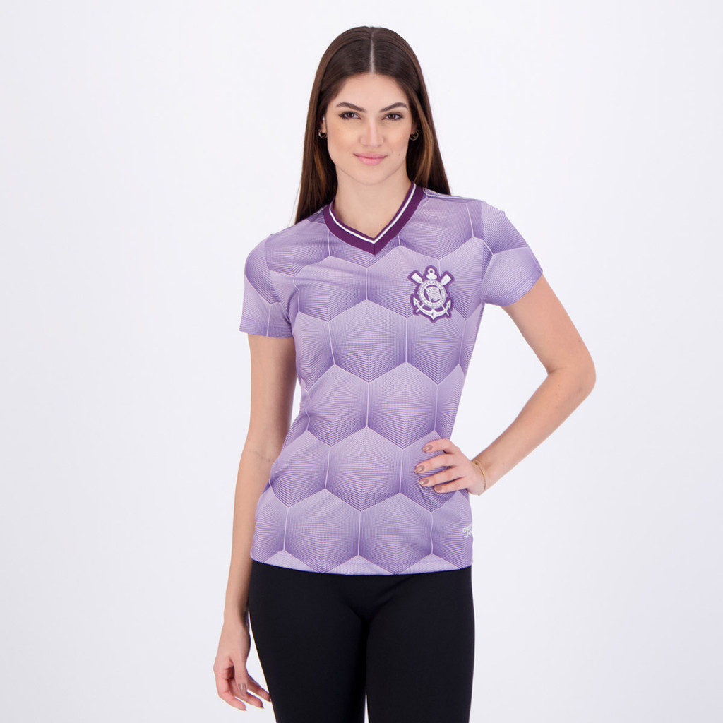 Camisa Corinthians Logo Dry Feminina Roxa em Oferta na Shopee