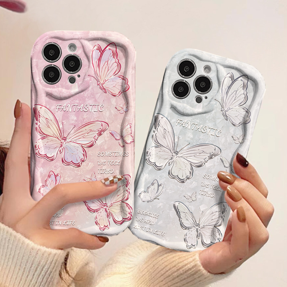 Capa Para MOTO G84 G54 G10 G14 G15 G22 G24 G34 G35 G53 G60 G75 EDGE 50 Ultra E13 E14 Gradiente Borboleta Grupo Creme Cas