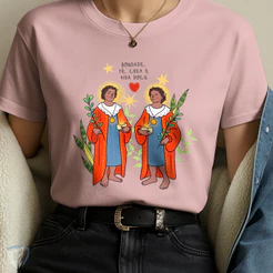 T-Shirt Cosme e Damião Personalizada | Fé, Cura e Proteção
