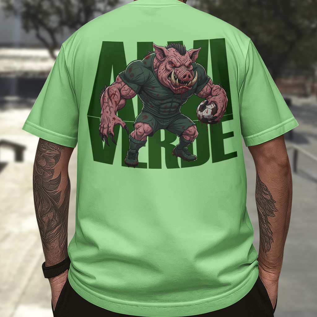 Camiseta Porco Alvi Verde Paulista Camisa Verde Palmeiras Inspirada Estampa Frente Costas