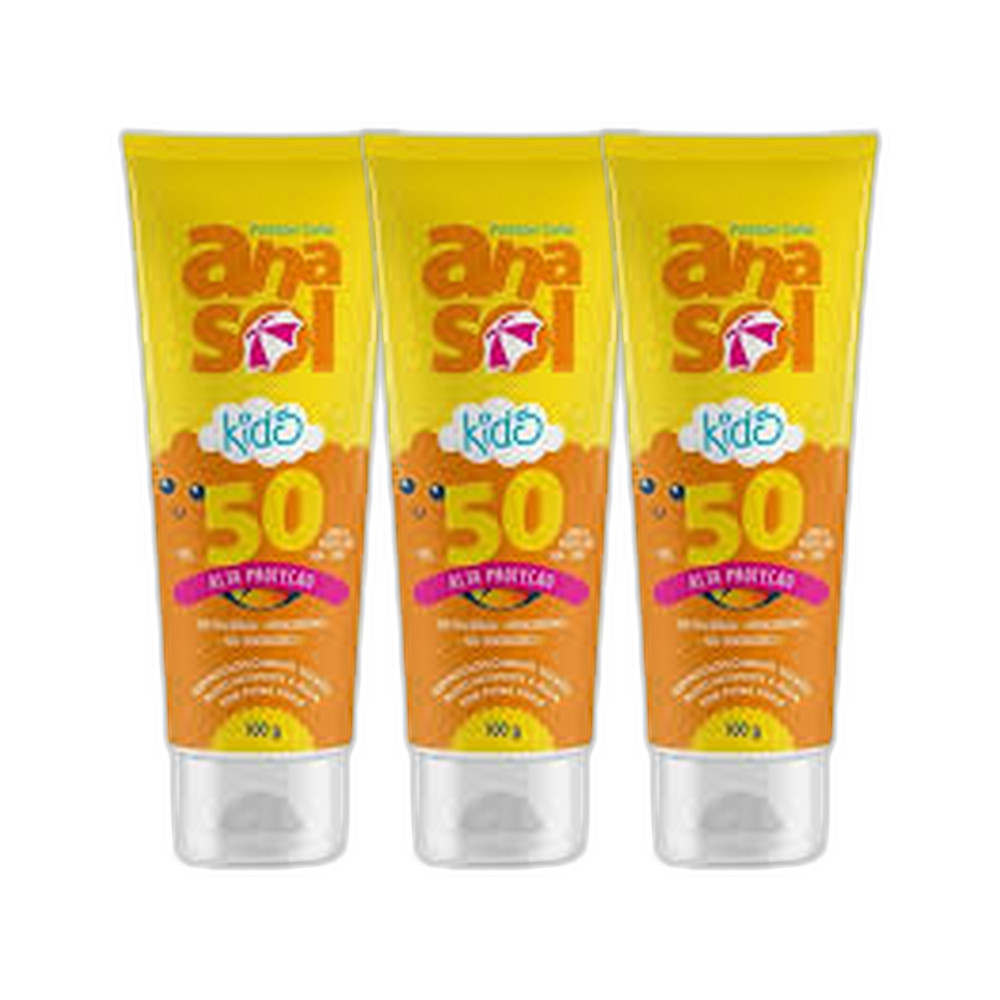 Kit 3x Protetor Solar Corporal Kids Anasol Fps 50 100g - Dahuer