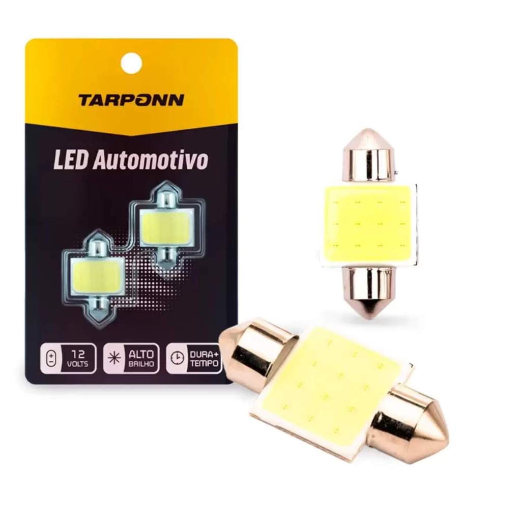 Par de Lâmpadas LED Torpedo SJ-COB-12C-31MM 12v 6000k Tarponn - TP-5031 em Oferta na Shopee