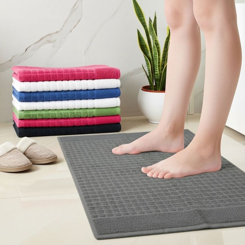 Kit 10 Toalhas De Piso Para Banheiro Rápida Absorção 45cm x 70cm em Oferta na Shopee