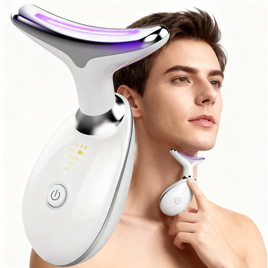Portátil Beleza Pele Firmeza Pescoço Led Vibração Fóton Levanta A Anti-Rugas Remover Massageador