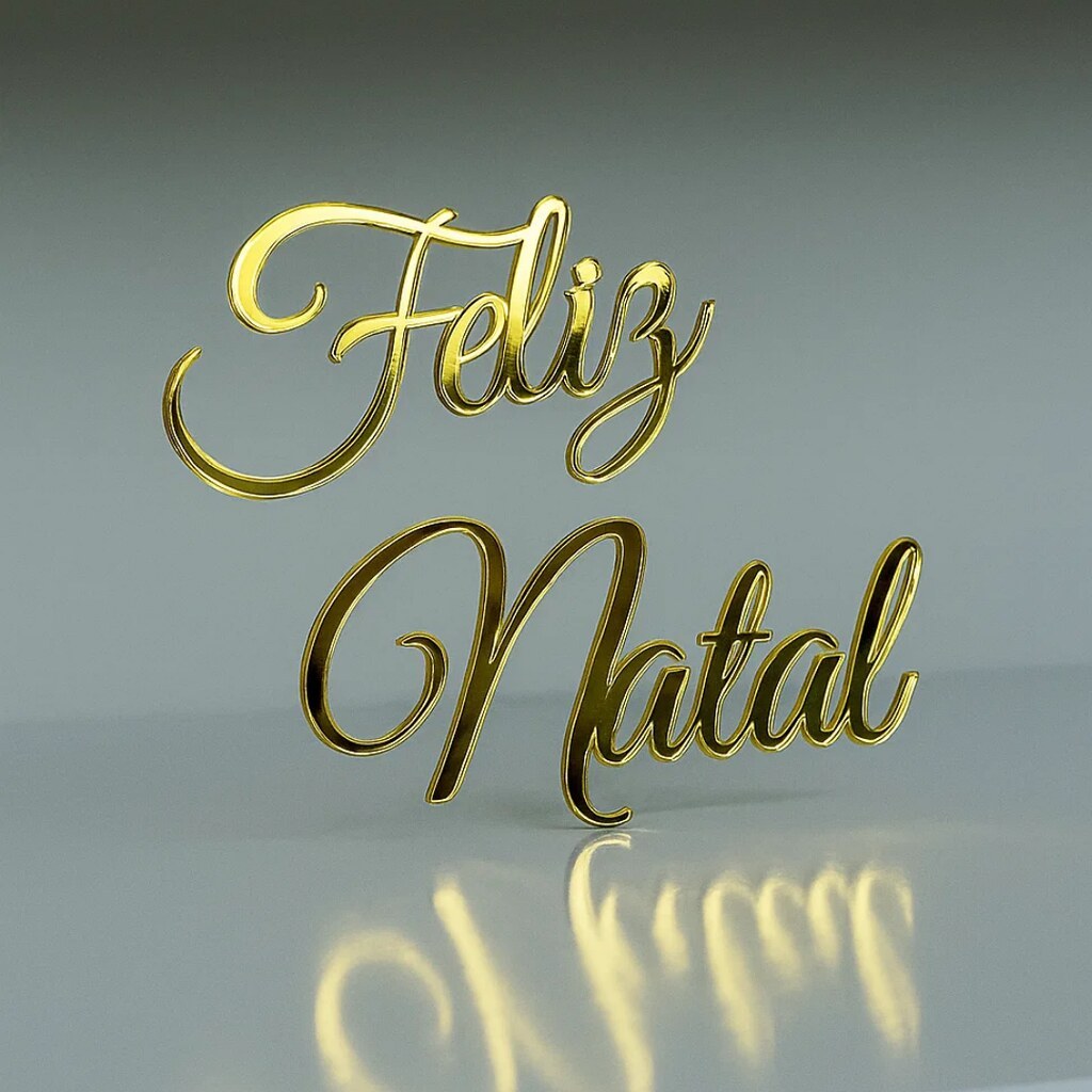 Letreiro com Frase Feliz Natal em Acrílico Dourado 32x30cm para Decoração de Festa/recepção e casa