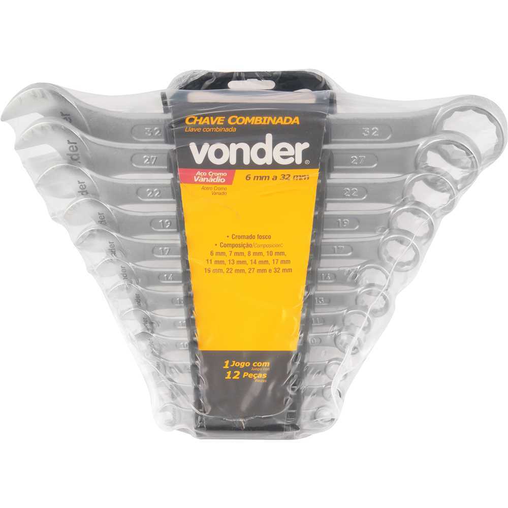 Jogo de Chaves Fixas Combinadas 6 mm a 32 mm 12 Peças Aço Cromo Vanádio Vonder em Oferta na Shopee