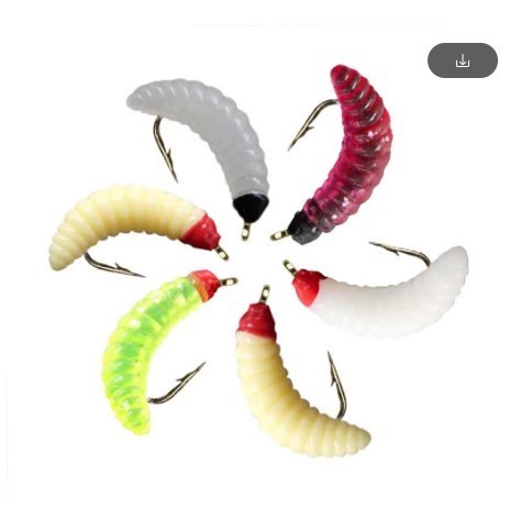 ISCA ARTIFICIAL LARVA PESCA BICHO DA LARANJA COM ANZOL BEGE E VERMELHO COM ANZOL PARA TILÁPIA PARA PESCA