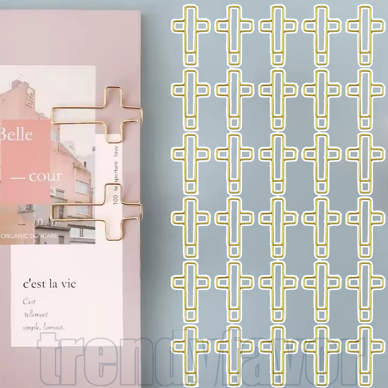 10/20/40 Unidades Clipe De Papel Em Forma De Cruz Dourada-Papelaria Para Estudantes-Material De Escritório Escolar-Pasta