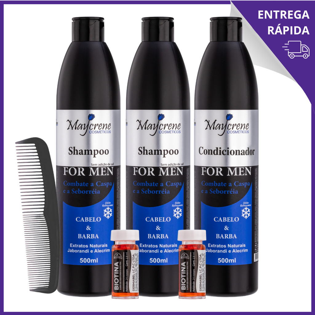 Kit For Men Anticaspa Combate Caspa e Seborreia 2 Shampoo 1Condicionador 1Pente 2Ampolas Crescimento em Oferta na Shopee