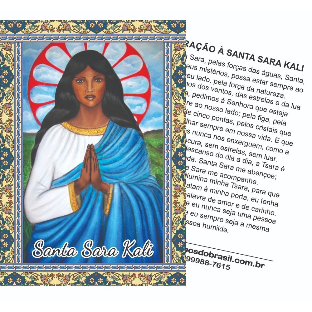 200 Folheto Santinho Santa Sara Kali Oração no Verso - 7x10 cm