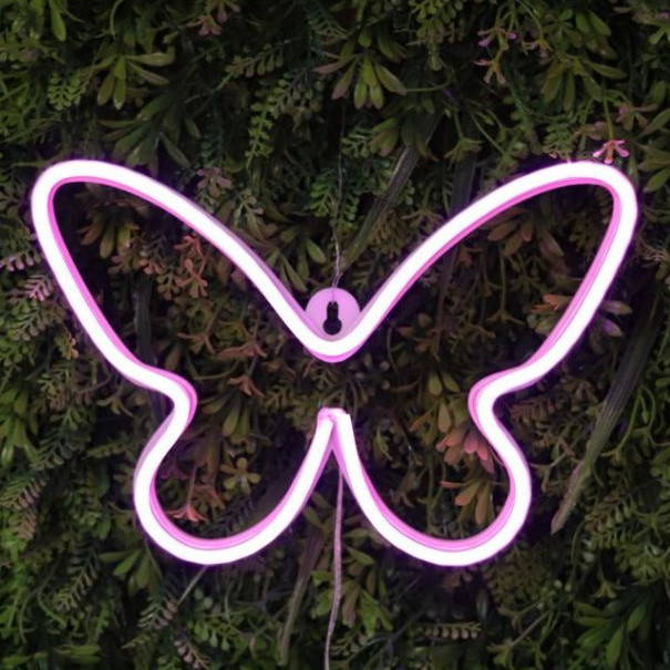 Luminária LED Neon 3D Borboleta - Decoração Iluminação Forte - Festas Eventos Lojas