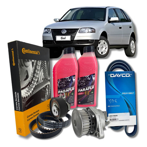 Kit Correia Dentada Tensor + Bomba Dagua Gol G3/g4 1.0 8v