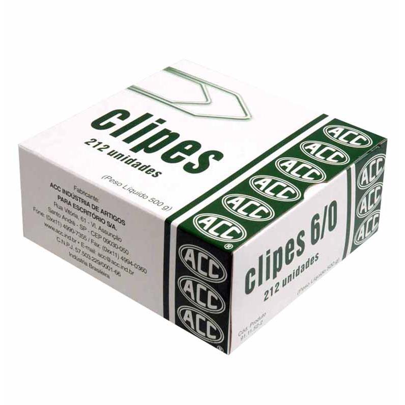 Clips N.6/0 Galvanizado Caixa Com 500g / 212un / Acc