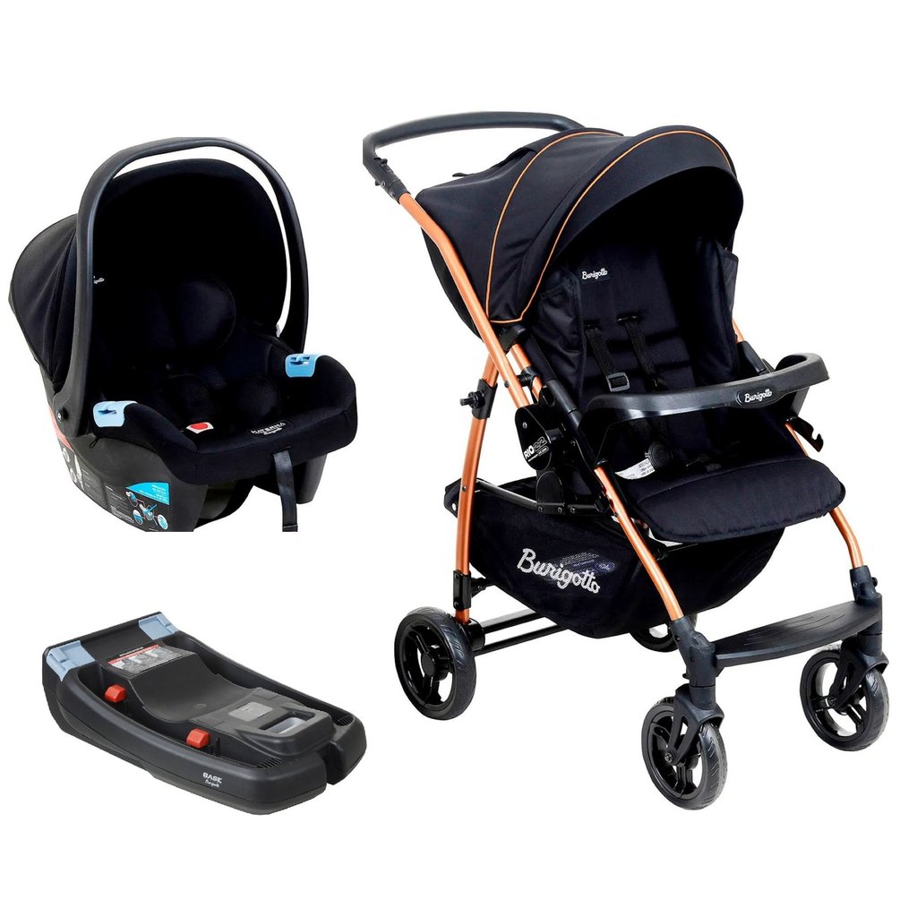 Travel System RIO 22-Preto Cobre Burigotto com Base Belted em Oferta na Shopee
