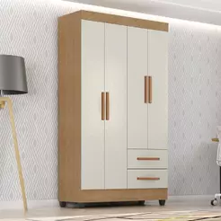 Guarda Roupa Solteiro Lite Ambiente 4 Portas Nature Off White - Móveis Leão