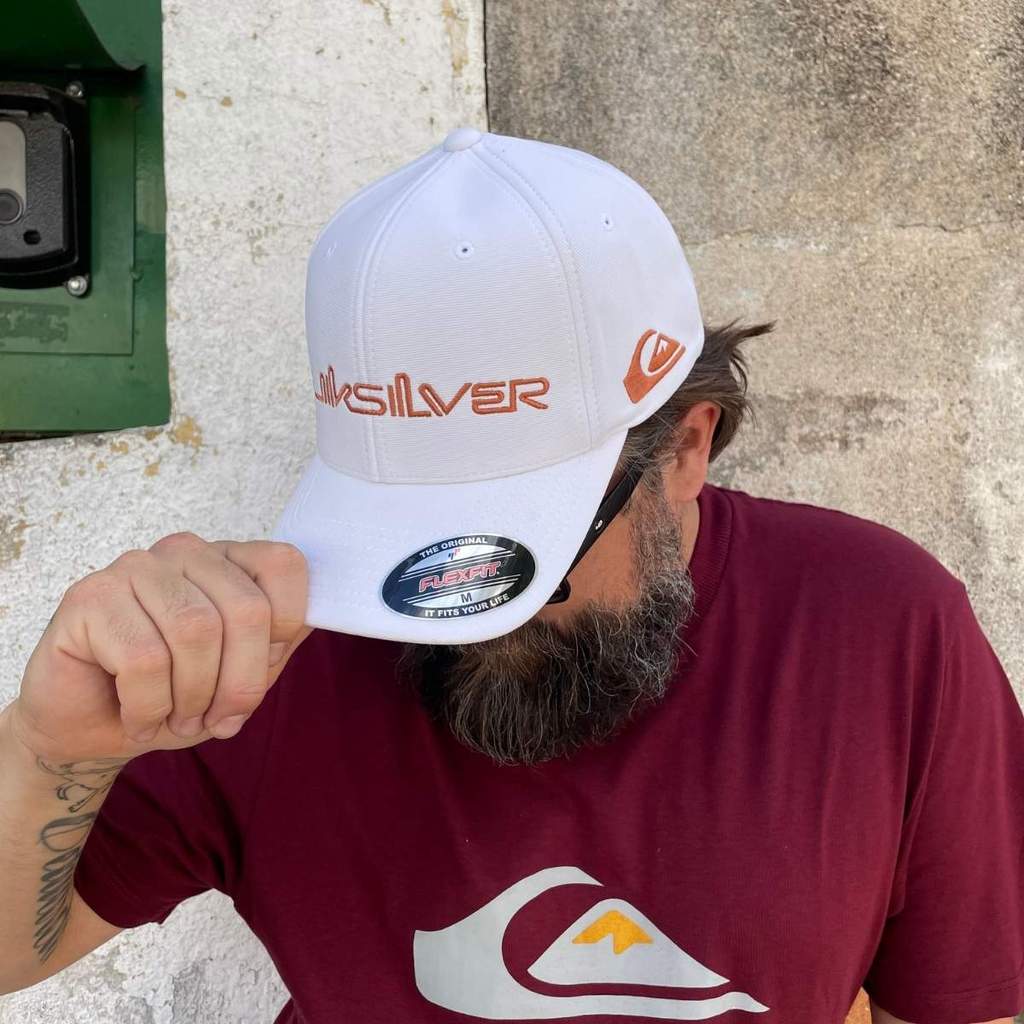 Boné Quiksilver Flexfit Emb Type Down Word White M