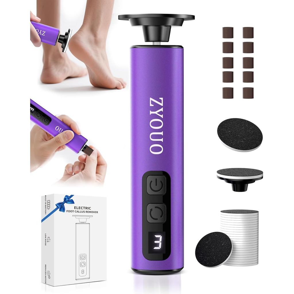 Removedor elétrico de calos para os pés, portátil, com bateria recarregável de 1800 mAh, 9 níveis de velocidade ajustáve