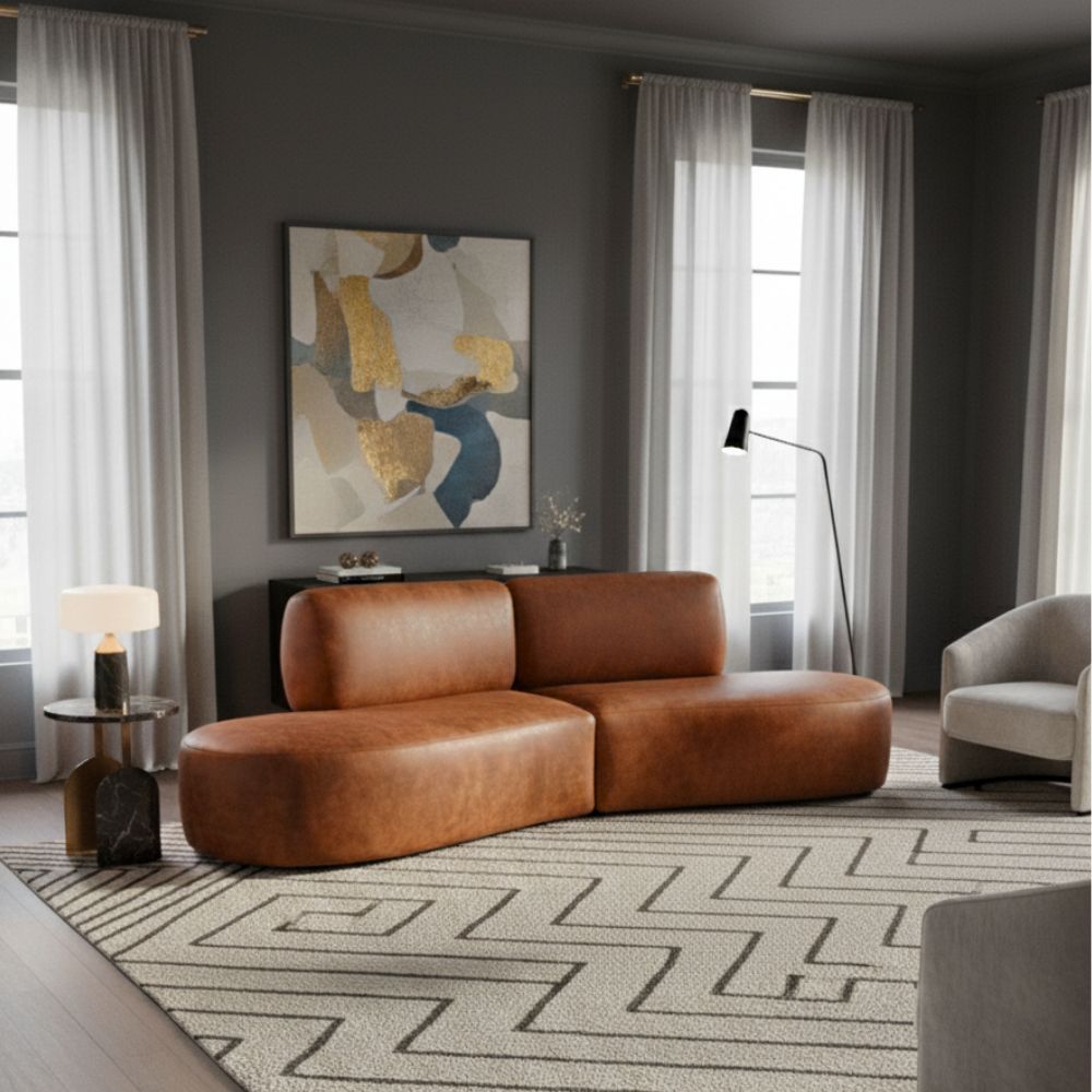 Sofá Orgânico Módulo Curvo Savana Corino Modena Ocre - Montanari's Decor