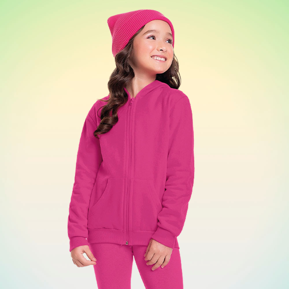 Jaqueta infantil com capuz em moletom Fakini