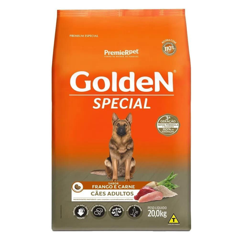 Ração pra Cães Adultos Special sabor Frango e Carne 20kg Golden em Oferta na Shopee