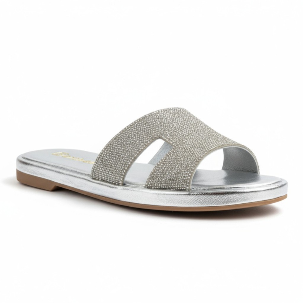 Sandália Rasteira Santinelli Feminina Slide com Tira de Brilho Conforto e Estilo