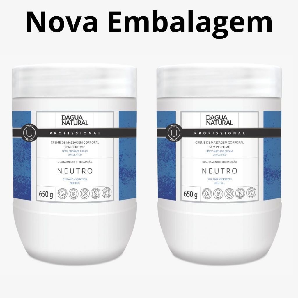 Kit com 2 Cremes de Massagem Neutro Sem Perfume 650g –  D’água Natural em Oferta na Shopee