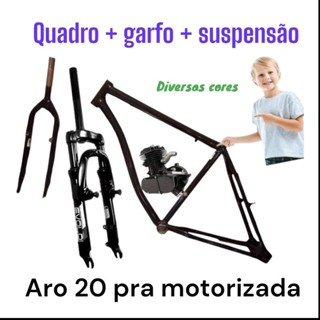 quadro bicicleta motorizada aro 20 + suspensão em Oferta na Shopee