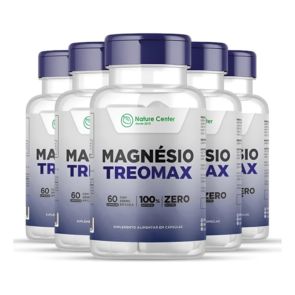 Kit 5 Suplementos Magnésio Treomax L-treonato Sabor Sem Sabor