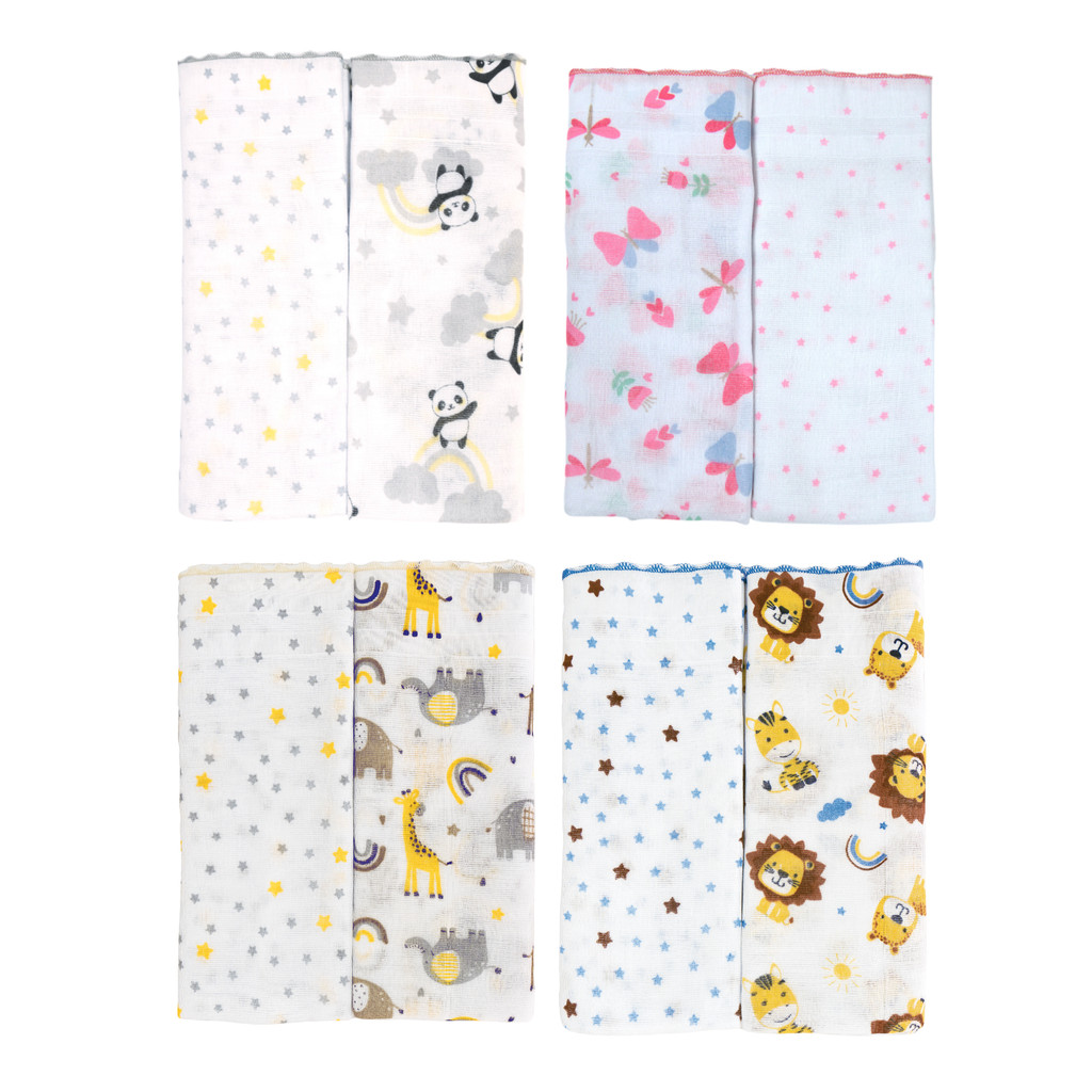 Toalha Fralda Luxo 2 Unidades C/ Fêstone 100% Algodão 68Cm 1,1M Bublim