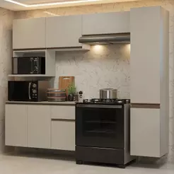 Armário De Cozinha Completa 240 Cm Suspensa Crema Nice Madesa 09