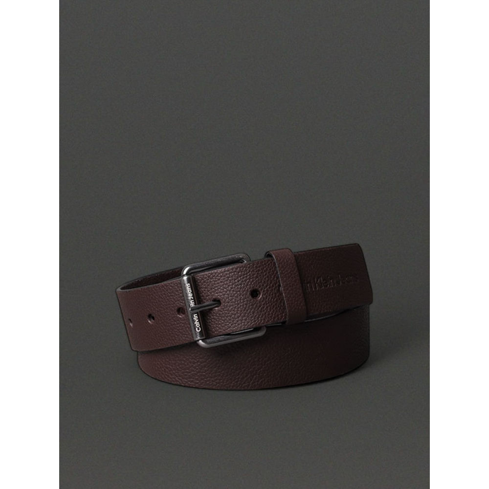 Cinto Masculino de Couro Estampa Relevo Calvin Klein Jeans - Marrom Escuro