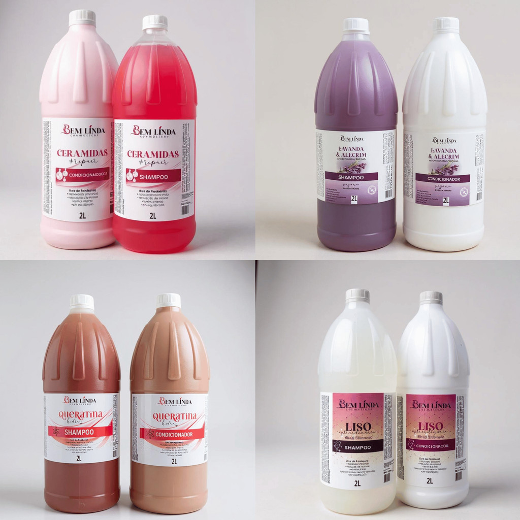 Kit 2 Litros Shampoo e Condicionador -Todos os Tipos de Cabelo Várias Fragrâncias Nutrição e Maciez em Oferta na Shopee