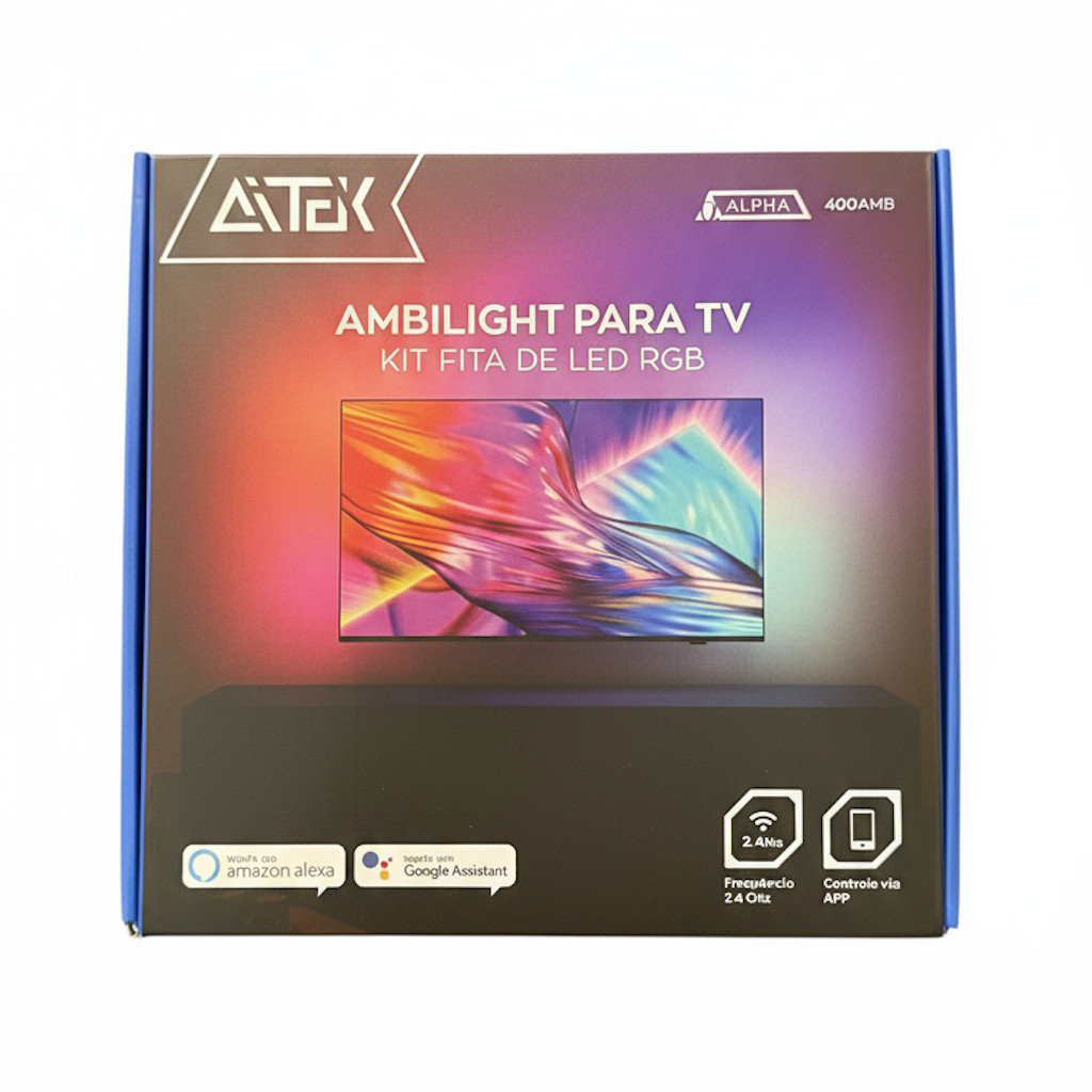 Kit Fita de LED Rgb Ambilight para Tv 55- 65 Polegadas App Tuya Alpha-400amb Aitek — R$ 399,00 em Shopee