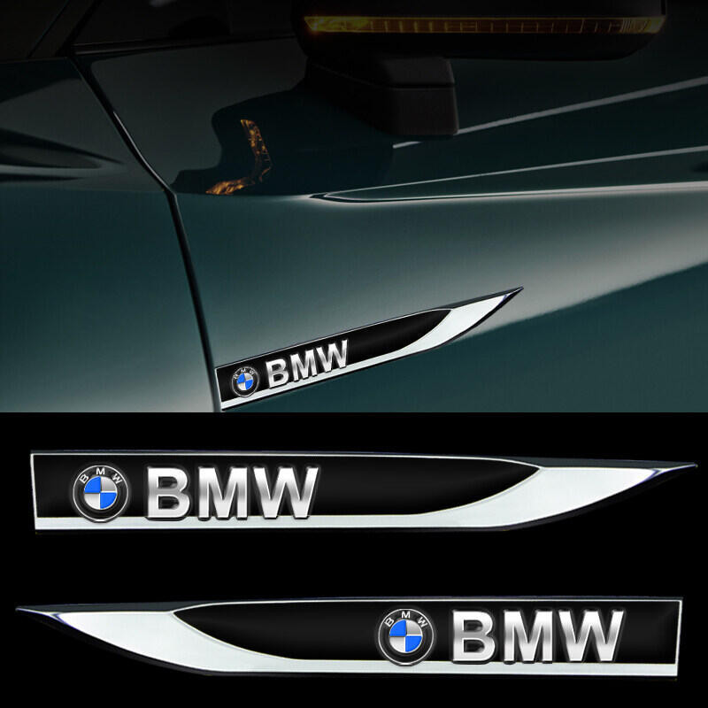 BMW 2pcs Adesivos Laterais de Porta de Carro 3D Folha de Metal Modificada Etiqueta de Para-lama Decoração de Corpo F10 F