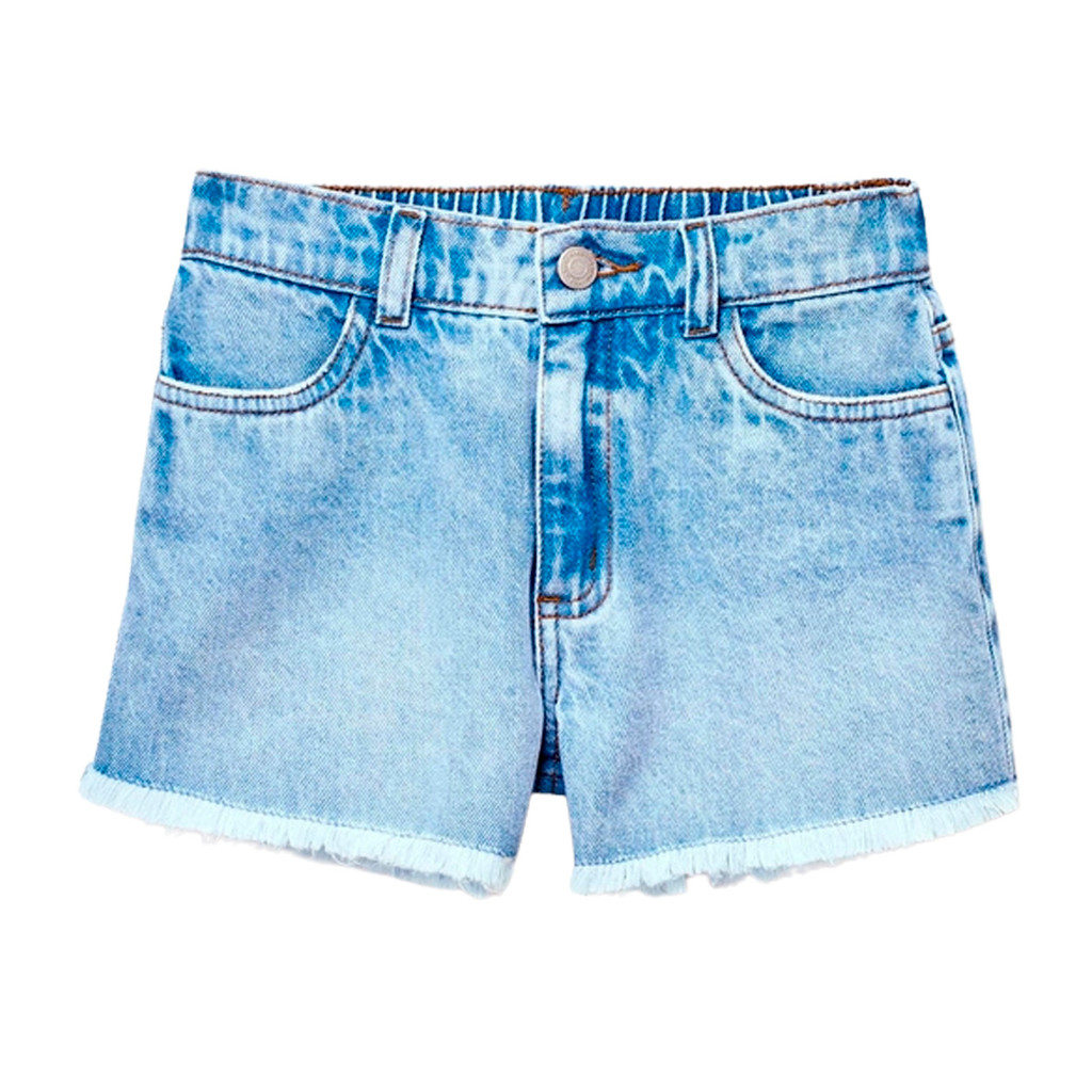 Shorts Jeans Hering Azul Infantil Menina Barra Desfiada