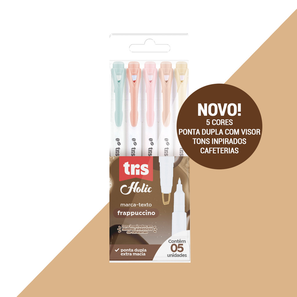 Kit 5 Marca Texto Coffee Tris Holic em Oferta na Shopee