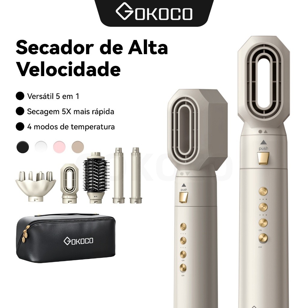 GOKOCO 5 Em 1 Escova De Secador Multifuncional Conjunto De Cabelo De Alta Velocidade Para ...