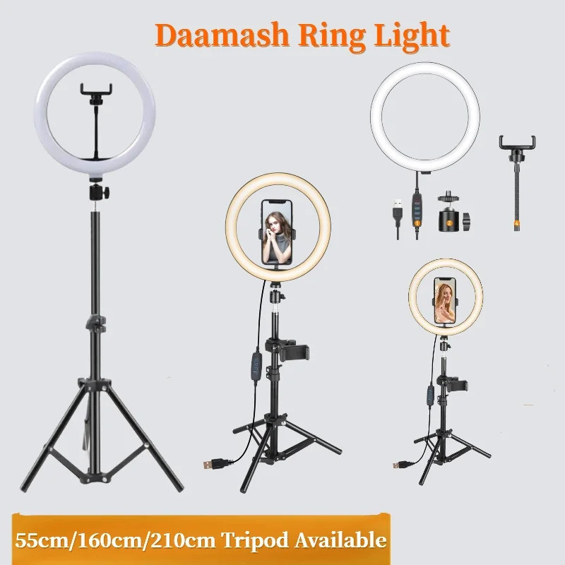 [Envio 24H] 26cm LED Selfie Anel Luz Fotografia Luzes Quente Lâmpada Fria Com Tripé Regulável USB Ringlight Para Vídeo