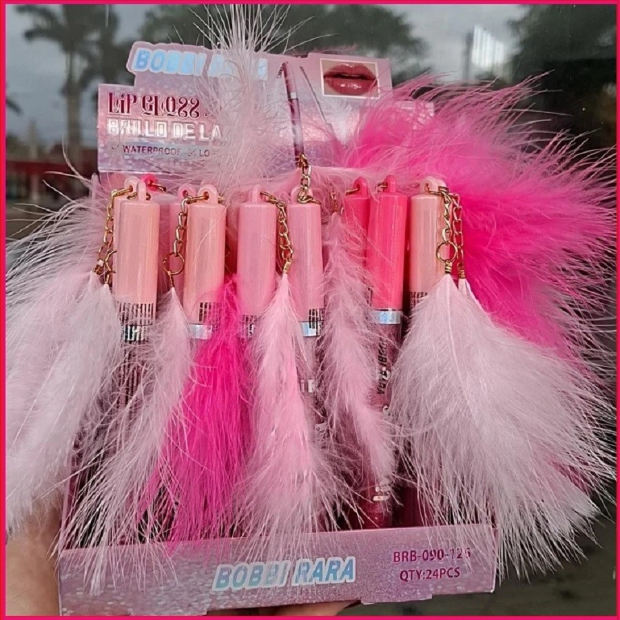 Gloss Labial Com Glitter Bobbi Rara Com Pingente De Pena Super Fofo | Brilho Labial
